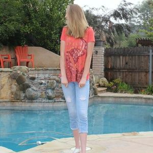 Orange Lucky Brand T-shirt
